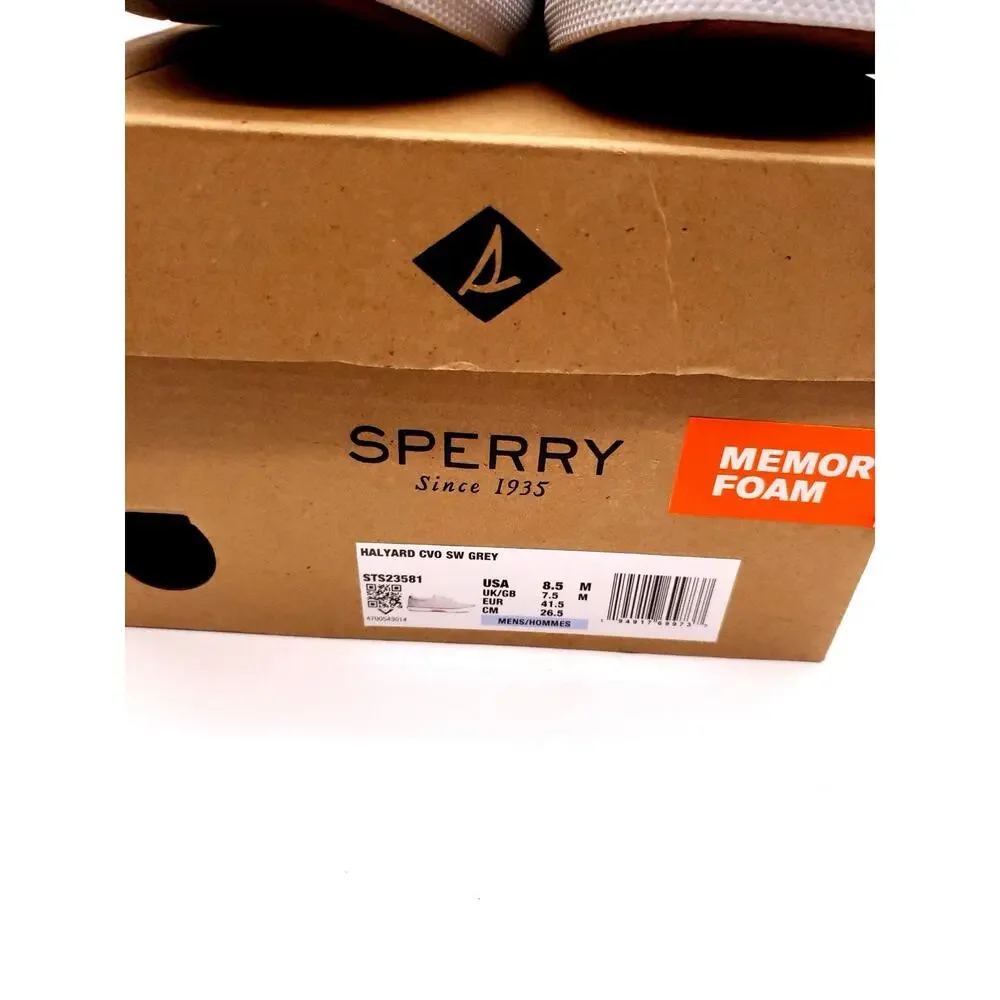 Sperry Halyard CVO Men's Gray Canvas Lace-Up Sneaker Memory Foam US 8.5